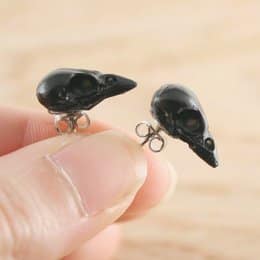 Womens-Mens-Bird-Skull-Earrings-Miniature-Crow-Skull-Studs-gothic-Gift Womens Mens Bird Skull Earrings - Miniature Crow Skull Studs,gothic Gift