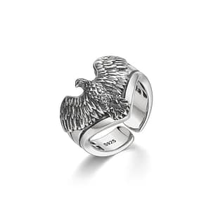 307cd0109102bbf0b091ce7af926d03f Sterling Silver Personality Ring Finger Unique Eagle Animal Open Ring