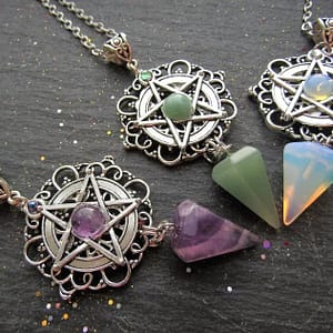 33618c0e8a695dedf29bd3a62e49cd9e White Purple or Green Witch Necklace, Pagan Necklace, Witch Necklace, Wicca Necklace, Pentacle Jewelry, Pagan, Wicca,
