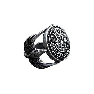 41QwDFVTJgL Vegvisir Ring Triskele Ring Norse Viking Ring Magic Compass Viking Jewel Iceland Runic Compass Futhark Runes Stave