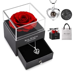 45cb251c7f8d346460073877025b6fc5 Mothers Day Gifts for Mom - Preserved Real Rose with Necklace, Eternal Rose Flower with Jewelry Storage Box, Love You Necklace in 100 Languages, Gifts for Christmas Birthday Valentines Day