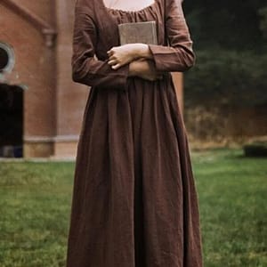 4f29c35ec16bc8f2eab0e97090514dcd Women Medieval Victorian Retro Dress Square Collar Long Sleeves High Waist French Apparel Brown Blue Temperament Long
