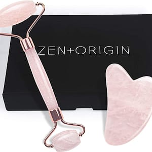 565adf914b512856c6f31b44283224fa Rose Quartz Roller and Gua Sha Set, 100% Natural Rose Quartz Stone Face Roller, Anti-Wrinkle Anti-Aging Skin Care Tool, Facial Roller, Face Massager for Skin Firming and Stress Relief, Rose Gold