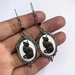 58fcb0778c02456978ec912579da8704 Vintage Gothic Black Cat Cameo Earrings For Women Witch Alternative Jewelry Accessories Gift