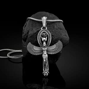 593260557e0fb3f1cde32ea0f4110531 Ancient Egyptian Goddess Isis Eye of Horus Pendant Vintage Men's Necklace