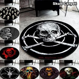 5df15bca0bb8f9c6e94dc042355b2ab6 Skull Printed Soft Fabric Round Floor Mat Carpet Room Area Bedroom Rug