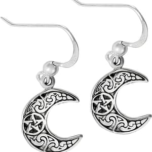 61WEHXPnErL._AC_SL1000 Sterling Silver Horned Moon Pentacle Earrings