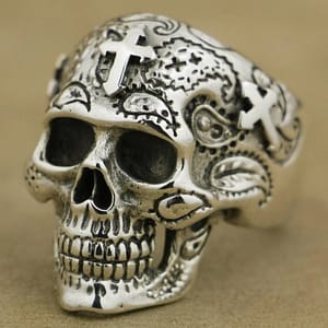 62af12c2e3646541123eb996103ab9ec Vintage High Detail Gothic Skull Cross Ring Gothic Mens Punk Biker Ring