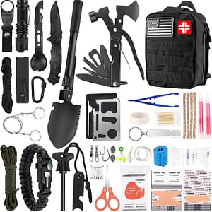 64a30b83df1b759298f92c7fda2857ff Survival Kit and First Aid Kit, 142Pcs Professional Survival Gear and Equipment with Molle Pouch, for Men Dad Husband Who Likes Camping Outdoor Adventure…