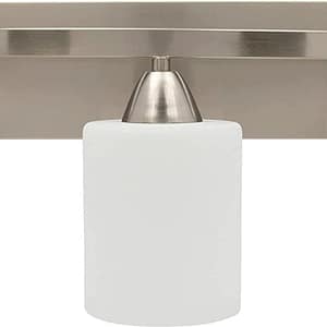 6e2afe0ebc360147d202ebf28ac77f6f | Bathroom Vanity Light Bar | Interior Bathroom Lighting Fixtures with Modern Glass Shade | Bathroom Lights over Mirror | (Brushed Nickel, 3 Lights, E26 100W LED, Bulbs Not Included)