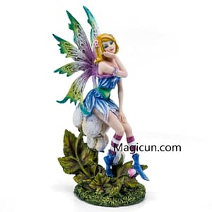 7cb4be03163d0f6ce0b437cca84bf174 Fairy Collection-Colorful Blue Fairy Sitting On Flower Figurine Statue 10.5"H Resin New!