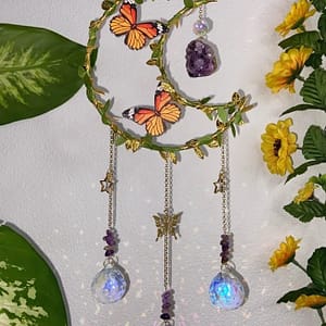 AMETHYST-BUTTERFLY-MOON-SUNCATCHER-Modern-Purple-Crystal-Clear-Prism AMETHYST BUTTERFLY MOON SUNCATCHER Modern Purple Crystal Clear Prism