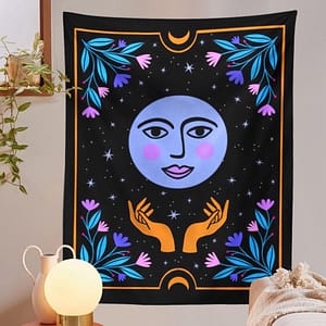 Aesthetic-Botanical-Tarot-Moon-Wall-Tapestry-Star-Magical-Witch-Art-Tapestry-Wall-Hanging-Living-Room-Bedroom Aesthetic Botanical Tarot Moon Wall Tapestry Home Decor