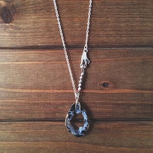 Agate-Slice-Necklace-natural-crystal-druzy-geode-hand-charm-wire-wrapped-silver-bead-chain-earthy-mystical Agate Slice Necklace - natural crystal druzy geode, hand charm, wire wrapped, silver bead chain, earthy mystical witchy