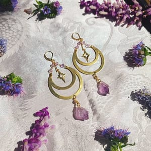 Amythest-Moon-Earrings-Dangle-Earrings-Celestial-Earrings-Sun-Catcher-Earrings-Beaded-Earrings Amythest Moon Earrings | Dangle Earrings | Celestial Earrings | Sun Catcher Earrings | Beaded Earrings