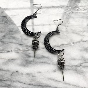 Black-Lace-Moon-Crow-Skull-Earrings-Crescent-Charm-Fashion-Goth-Witch-Statement-Jewelry-Women-Gift-2021 Black Lace Moon Crow Skull Earrings Crescent Charm Fashion Goth Witch Statement Jewelry Punk Charm Creative