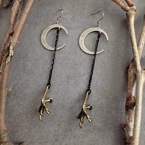 Claw-Witch-sThe-Beast-Comes-At-Night-Moon-Earrings-Crescent-Darkly-The-Sacred-Punk-Handmade-Statement Claw Witch'sThe Beast Comes At Night Moon Earrings Crescent Darkly The Sacred Punk Handmade Statement Jewelry Goth