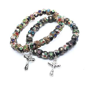 Cloisonne-Cross-Bracelet-Church-Utensils-Orthodox-Saint-Benedict-Siver-Bead-Christ-Icon-Rosary-Catholic-Gift Cloisonne Cross Bracelet Church Utensils Orthodox Saint Benedict Siver Bead Christ Icon Rosary Catholic Gift