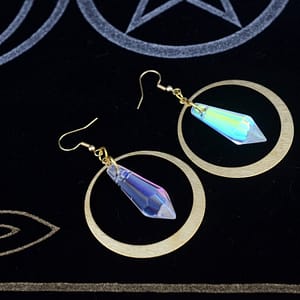 Crescent-Moon-Crystal-Moonstone-Dangle-Earrings-Occult-Celestial-Jewelry Crescent Moon Crystal Moonstone Dangle Earrings Occult Celestial Jewelry