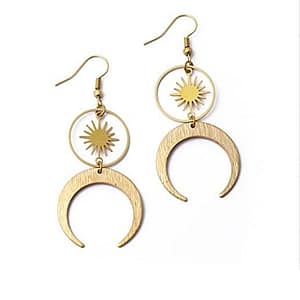 Crescent-Moon-Drop-Earrings-Celestial-Boho-Jewelry Crescent Moon Drop Earrings Celestial Boho Jewelry