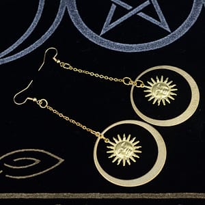 Crescent-Moon-Sun-Dangle-Earrings-Celestial-Gift-Witchy-Jewelry Crescent Moon Sun Dangle Earrings Celestial Gift Witchy Jewelry