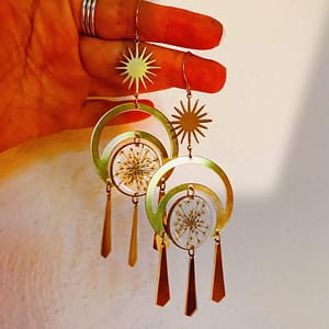 Dried-Flower-Handmade-Resin-Earrings-Hollow-crescent-Large-Eclipse Dried Flower Handmade Resin Earrings,Hollow crescent Large Eclipse