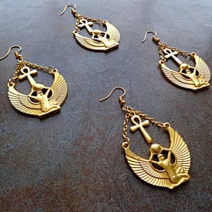 Goddess-Isis-Earrings-Ancient-Egyptian-Jewelry-Ankh-Hieroglyphs Goddess Isis Earrings, Ancient Egyptian Jewelry, Ankh Hieroglyphs
