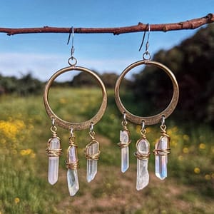 Godness-Natual-Quartz-Stone-Dangle-Earrings-Pagan-Occult-Wicca-Gift Godness Natual Quartz Stone Dangle Earrings Pagan Occult Wicca Gift