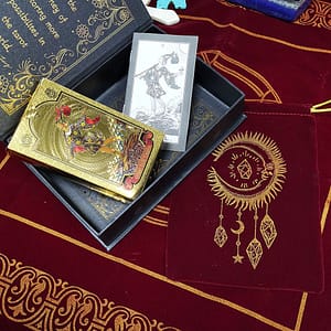 Gold-Foil-Tarot-Card-Hot-Stamping-PVC-Waterproof-and-Wear-resistant-Board-Game-Playing-Card-Divination Gold Foil Tarot Card Hot Stamping PVC Waterproof and Wear-resistant Board Game Playing Card Divination Gift Box Set
