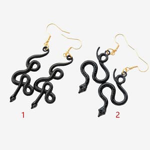 Gothic-Skull-Black-Snake-Dangle-Earrings-Serpent-Occult-Mystery-Wicca-Gift Gothic Skull Black Snake Dangle Earrings Serpent Occult Mystery Wicca Gift