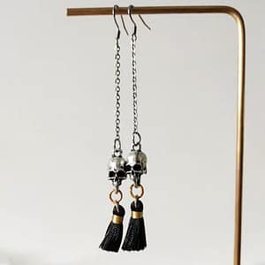 Gothic-Skull-Tassel-Quartz-Dangle-Earrings-Skeleton-Pagan-Long-Earring-Witch-Jewelry Gothic Skull Tassel Quartz Dangle Earrings Skeleton Pagan Long Earring Witch Jewelry