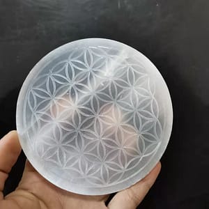 H44880973b73f45cc9aa54eeba2811a9aj Natural selenite stone circle disk crystal Flower of Life