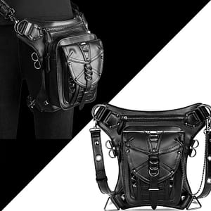 H62e7ec2d39534c52b90fd986061143daC Women Waist Bag Gothic Fanny Packs Motorcycle Hip Drop Leg Bags