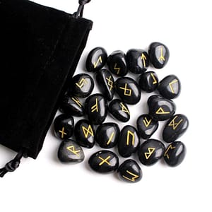 H65f2f48244da4c2796751576c008837eq Natural Carved Black Obsidian Crystal Runes Stone Tumbled Divination Fortune-telling Healing Meditation Gift Collection