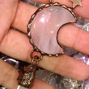 H9cde41af44c542bd8cceff9071a51e21u Pink Rose Quartz Tower Wand Sun And Moon Necklace Jewelry