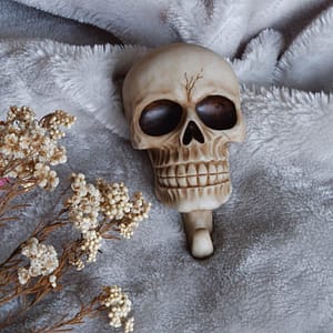H9eae9c676ad44ff2aa17e4f3897cfe0bm Skull Sculpture Key Storage Hook Wall Mount Resin Skeleton