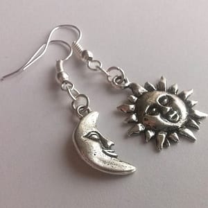 Handmade-Asymmetrical-Earrings-Sun-and-Moon-Earrings-Dangling-Mismatched-Earrings-Celestial-Jewellery-Sun-Moon-Jewelry-Boho Handmade Asymmetrical Earrings,Sun and Moon Earrings,Dangling Mismatched Earrings,Celestial Jewellery,Sun&Moon