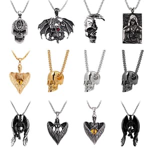 Hiphop-Jewelry-Skeleton-Mexican-Skull-Head-Necklace-Bloodshed-Death-Evi-Eyes-Angel-Big-Long-Chain-Men Skeleton Mexican Skull Head Necklace Bloodshed Death Evi Eyes Angel Big Long Chain Men Necklaces