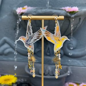 Humming-Bird-and-Rainbow-Crystals-Earrings Humming Bird and Rainbow Crystals Earrings