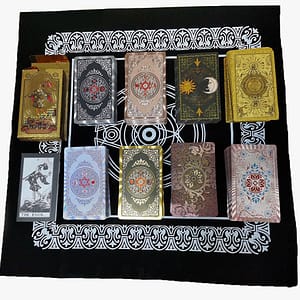 Luxury-Gold-Foil-Tarot-Card-Hot-Stamping-PVC-Waterproof-and-Wear-resistant-Board-Game-Card-Divination Luxury Gold Foil Tarot Card Hot Stamping PVC Waterproof and Wear-resistant Board Game Card Divination with Paper