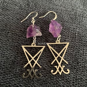 Natural-Purple-Crystal-Raw-Stone-Lucifer-Sigil-Symbol-Earring-Healing-Stone-Teardrop-Witch-Creative-Gothic-Jewellery Natural Purple Crystal Raw Stone Lucifer Sigil Symbol Earring Healing Stone Teardrop Witch Creative Gothic Jewellery