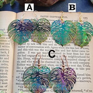 New-Design-Iridescent-Rainbow-Monstera-Leaf-Rainbow-Earrings-Holographic-Earrings New Design-Iridescent Rainbow Monstera Leaf Rainbow Earrings Holographic Earrings