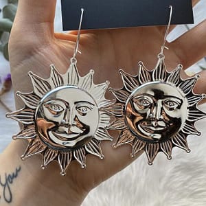 New-Design-LARGE-Sun-HOOPS-EARRINGS-HANDMADE New Design!LARGE Sun HOOPS EARRINGS HANDMADE