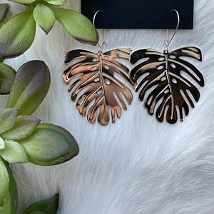 New-Design-Monstera-Palm-Leaves-Statement-Hoop-Earrings-Boho-Hippie New Design! Monstera Palm Leaves Statement Hoop Earrings Boho Hippie