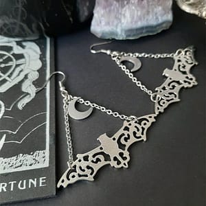 New-Goth-Bat-Moon-Chain-Earrings-Crystal-Alternative-Minimal-Romantic-Statement-Punk-Jewelry-Witchy-Gift-Stones New Goth Bat & Moon Chain Earrings Crystal Alternative Minimal Romantic Statement Punk Jewelry Witchy Gift Stones Women