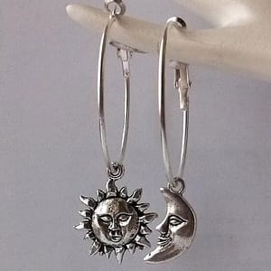 New-Sun-And-Moon-Earrings-Ear-ring-Celestial-Asymmetrical-Witch-Jewelry-Women-Gift-Delicate-Beautiful-Crescent Sun And Moon Earrings Ear ring Celestial Asymmetrical Witch Jewelry Delicate Beautiful Crescent Statement Punk