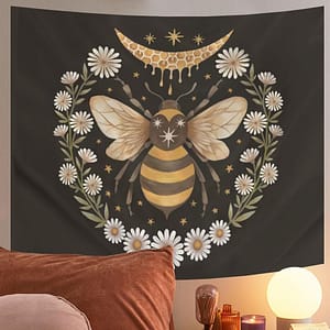 Psychedelic-Bee-Tapestry-Wall-Hanging-Moon-Wall-Tapestry-Wall-Carpet-Psychedelic-Women-Aesthetic-Wall-Cloth-Tapestries Psychedelic Bee Tapestry Wall Hanging Moon Wall Tapestry Wall Carpet Psychedelic Women Aesthetic Wall Cloth Tapestries