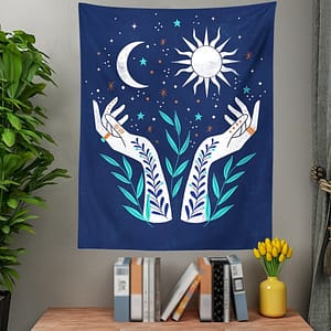 Psychedelic-Moon-Phase-Tapestry-Flower-Witchcraft-Hand-Wall-Hanging-Tapestry-Star-Print-Tarot-Throw-Blanket-Home Psychedelic Moon Phase Tapestry Flower Witchcraft Hand Wall Hanging Tapestry Star Print Tarot Throw Blanket Home Decor