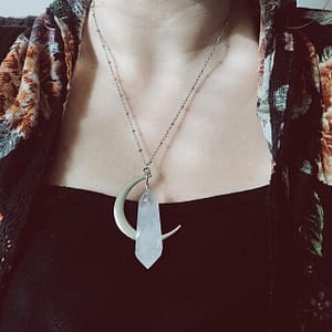 Quartz-Moon-Necklace-clear-Quartz-Crystal-Point-magical-Fantasy-Moon-Goddess-Witchy-Costume Quartz Moon Necklace -clear Quartz Crystal Point,magical Fantasy, Moon Goddess, Witchy, Costume