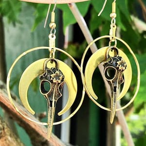 Raven-Skull-Earrings-Moon-Earrings-Bohemian-Inspired-Rustic-Earthy-Jewelry-Bird-Bone-Jewelry-Hoop-Earrings Raven Skull Earrings / Moon Earrings / Bohemian Inspired / Rustic Earthy Jewelry / Bird Bone Jewelry / Hoop Earrings